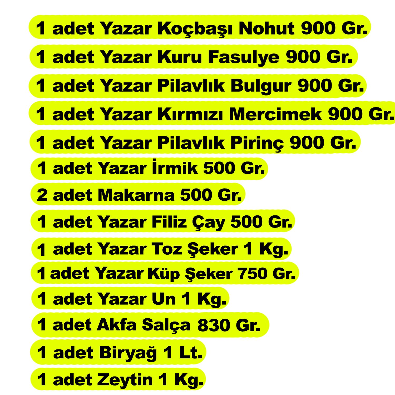 Yazar Ramazan Kumanya Gıda Kolisi Yardım Paketi 14 Parça 12,25 Kg